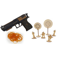 Pistolet na gumki recepturki - model Desert Eagle - Zestaw z tarczami